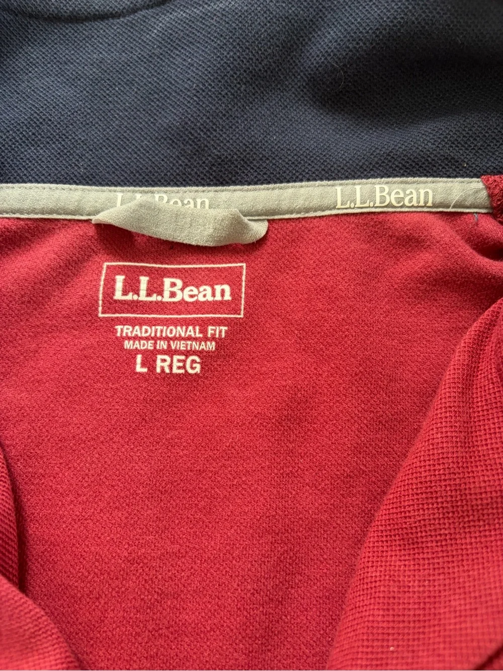 L.L. Bean Katahdin Logo Quarter Zip Pullover Large Reg Red Pique Traditional Fit